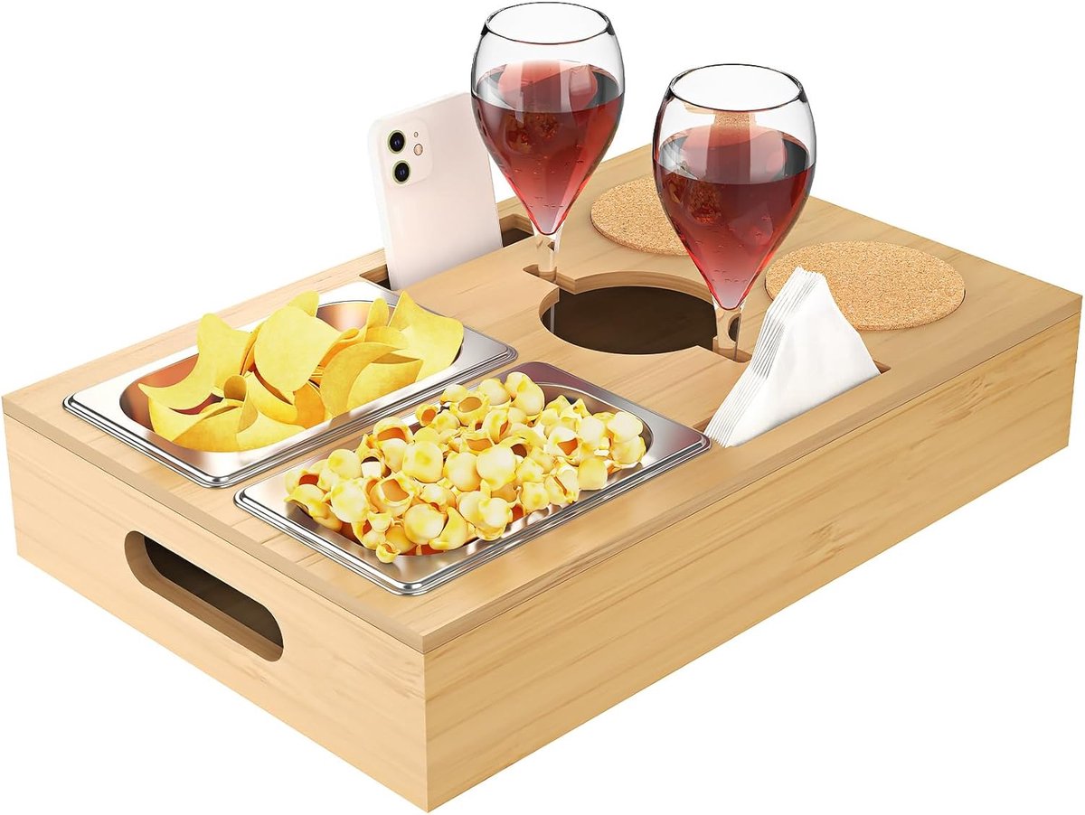 Bamboo Snackbox - multifunctionele organizer voor snacks - 2 stuks - duurzaam materiaal