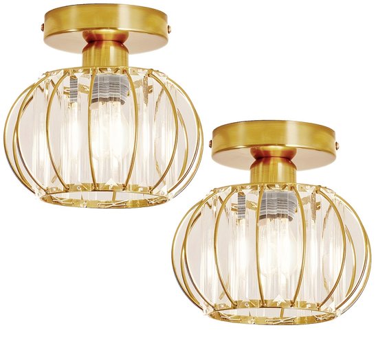 FRIDEKO HOME Moderne kristallen kroonluchter, Chrom, kleine kristallen plafondlamp E27 fitting voor woonkamer, slaapkamer, keuken, hal, 23cm