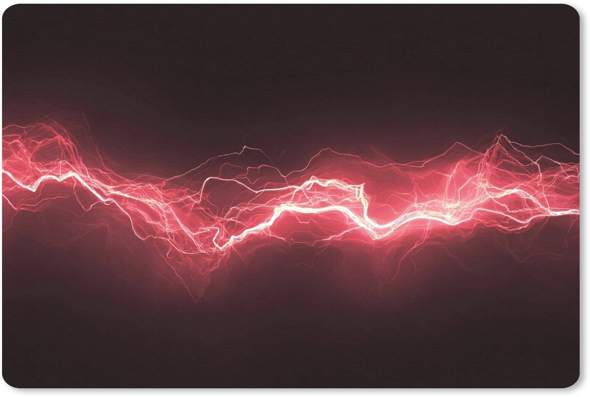 Muismat 27x18 cm - Mousepad Gaming - Rood - Elektriciteit - Energie - Lijn - Muismatten