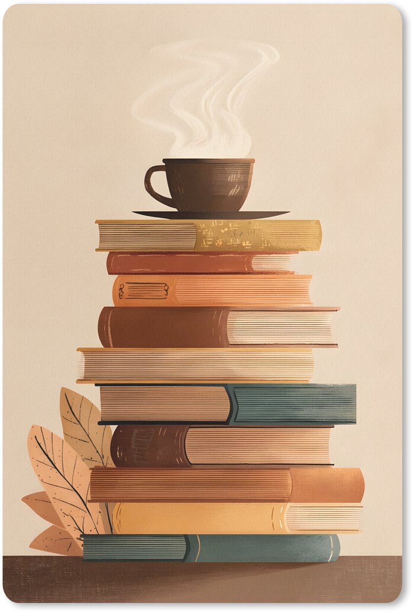 Muismat 18x27 cm - Mousepad Boeken - Toren - Koffie - Beige - Muismatten