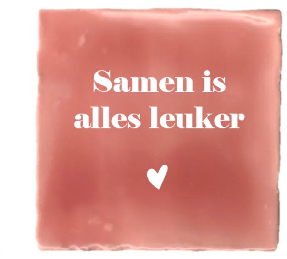 Gekleurd tegeltje - Samen is alles leuker - Roze - Handgemaakte tegel | Spreuktegel | Tegeltjes met Spreuken | Tegeltjeswijsheid | Tegeltje tekst | Origineel cadeau