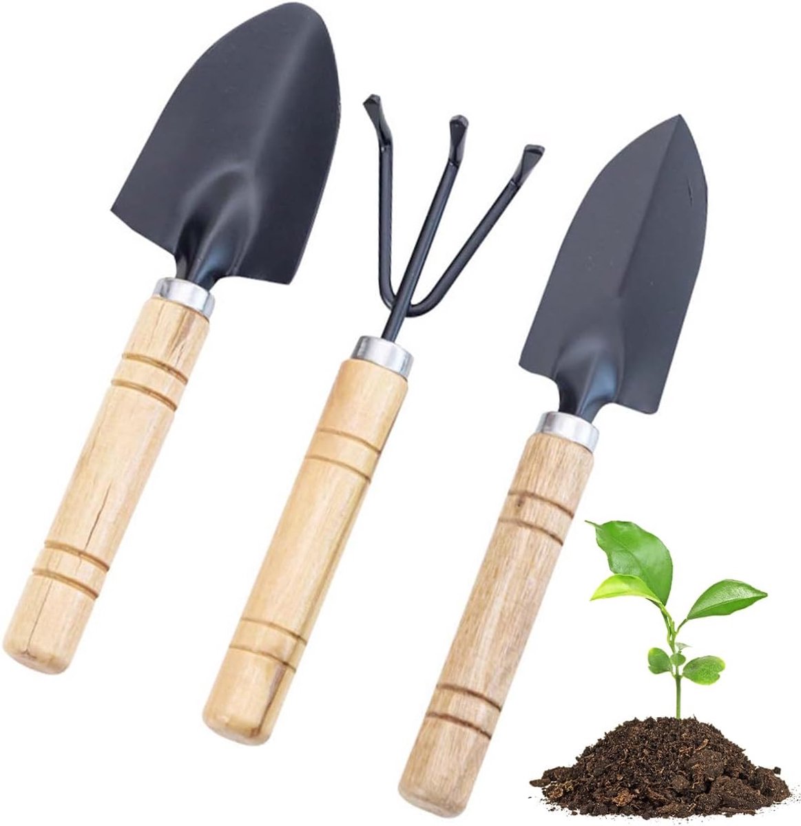 Mini-tuinschep en hark set - 3 stuks - geschikt voor potplanten