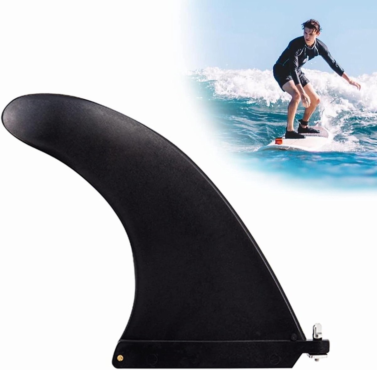 Inovra Plus - XLWen Detachable Surfboard Fin van Nylon voor Longboards, SUP Board en Opblaasbare Kayak (Zwart) met Schroef