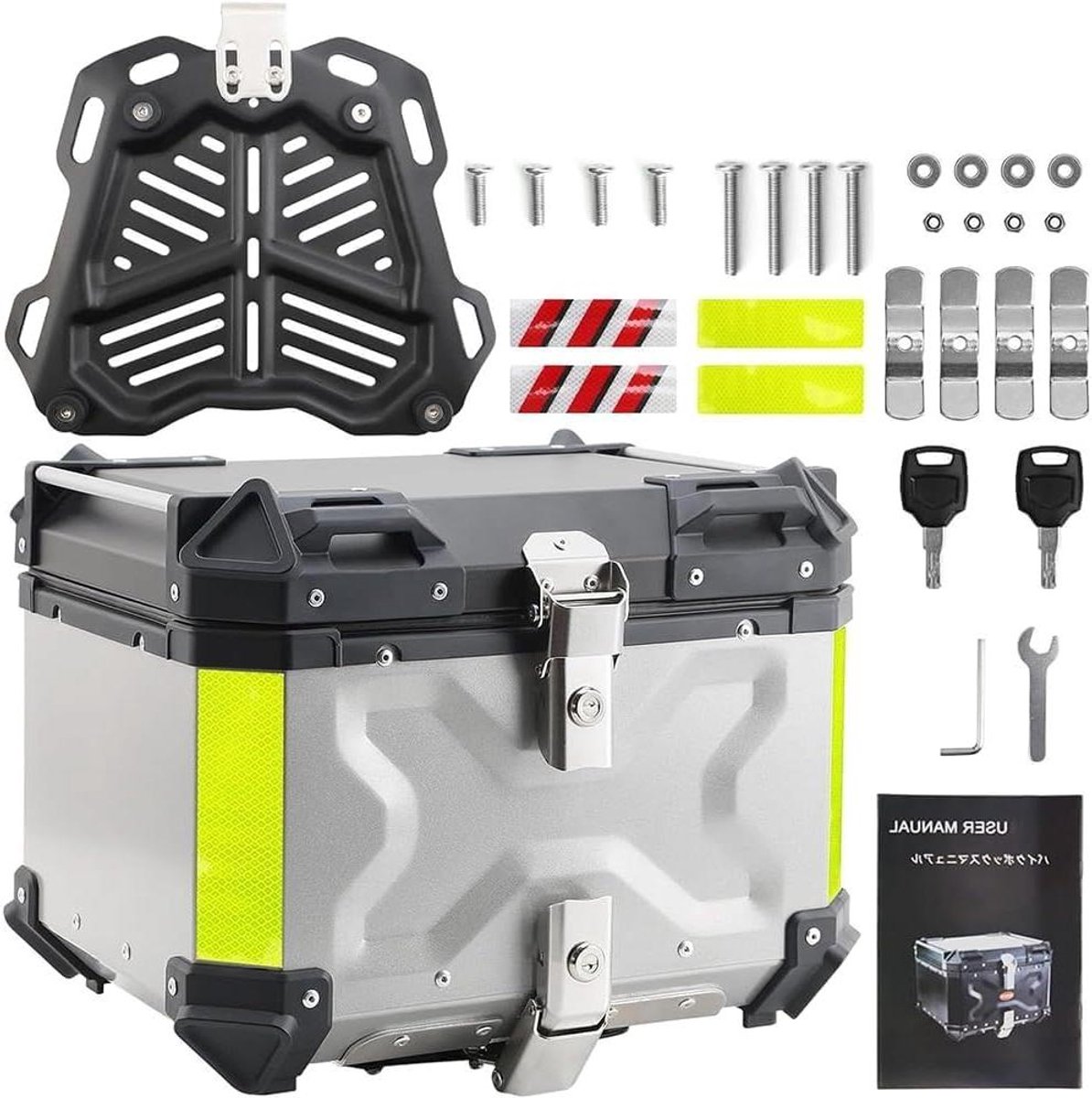 Allecto Plus - Motor Topkoffer 45L Aluminium Bagage met Veiligheidsslot en Waterdichte Helmopslag