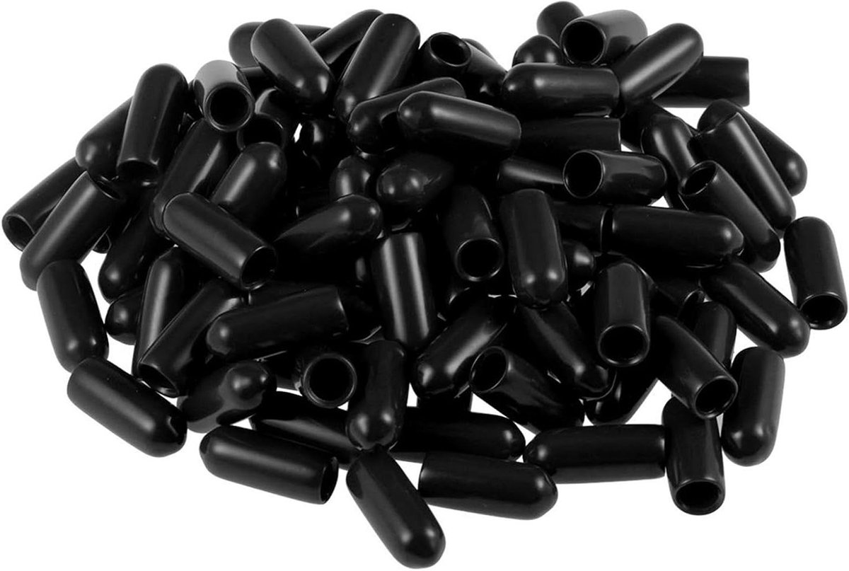 Flexibele schroefeindkappen - 100 stuks, zwart - 45 mm ID - Voor buizen en kabels