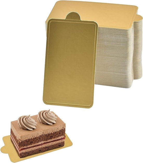 100 Stks Mousse Cake Boards, Wegwerp Gouden Mini Cake Dessert Display Tray, Cake Gebak Karton, Cupcake Base Borden voor Bruiloft Verjaardag Small Vierkant