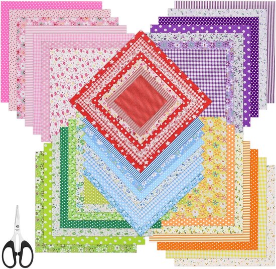 JGS Premium - Tissus pour couture : paquet de 42 pièces de tissu patchwork en coton - 25 x 25 cm au mètre