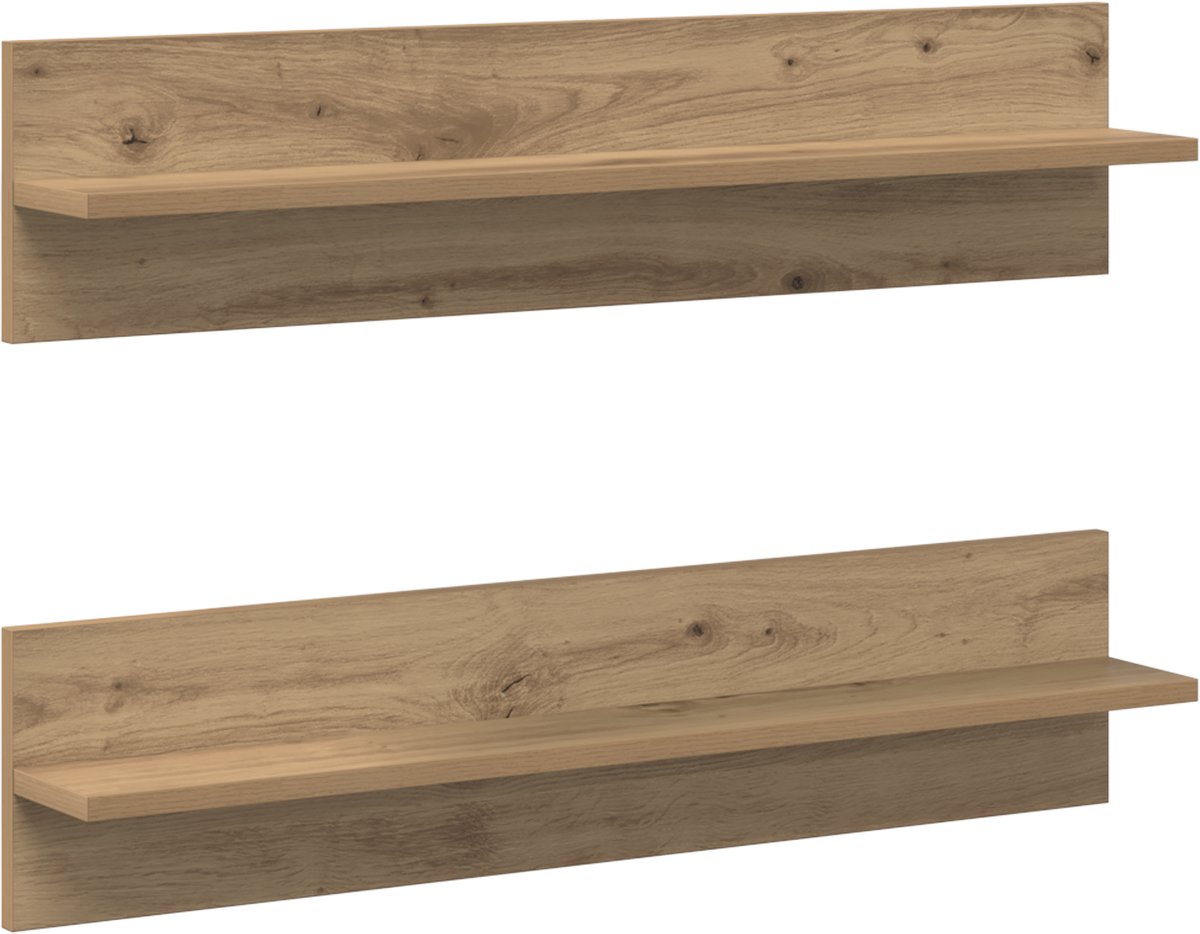 vidaXL Wandplank - 2 - st - Artisan - Eiken - 80 - x - 11,5 - x - 18 - cm - Bewerkt - hout Artisan eiken