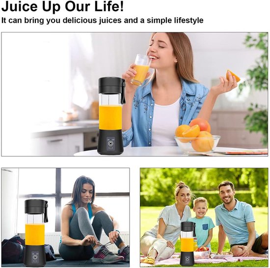 Blender - Mini Blender - Smoothie Maker - Oplaadbare mini Blender - Portable Blender - Fruitpers - Zwart van Merkloos — afbeelding 4