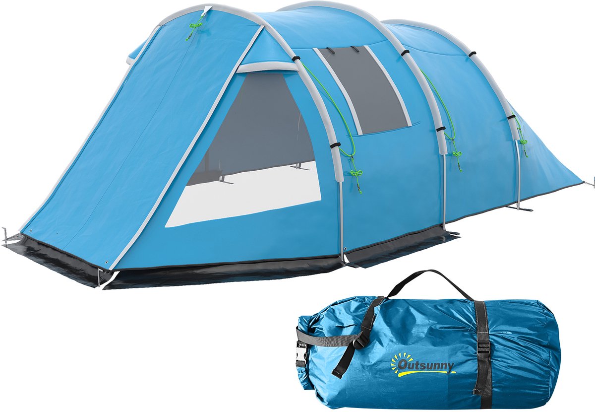 Outsunny-Campingzelt-Taft, Fiberglass-475L x 264B x 172H cm-Blau