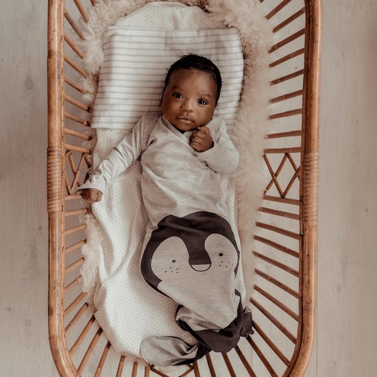 Cocon Baby Slaapzak voor 3-6 mnd - Knoopslaapzak + krabwantjes - Geknoopte Slaapzak 70 cm - Grey Melange Pinguin - Grijs - Snoozebaby van Snoozebaby — afbeelding 2
