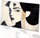 Geometrisch vrouwelijk portret kunst - Portret schilderij op glas - Schilderij gezicht - Art Deco - Schilderij plexiglas - Wanddecoratie modern - Glasschilderij 150x100 cm