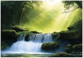 WALLARENA - Fotobehang - 350x250 cm - 3D waterval boslandschap voor slaapkamer en woonkamer