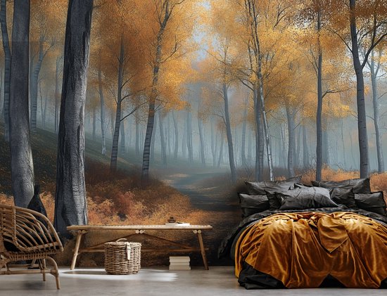 WALLARENA - Fotobehang - 250x175 cm - 3D bosbomen natuur slaapkamer woonkamer vliesbehang