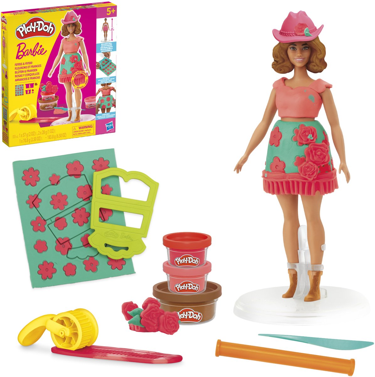 Play-Doh-set Barbie Bloemen en Franjes - Maak Poppenkleertjes - Boetseerklei — cadeau in Spellen & Speelgoed - foto 2