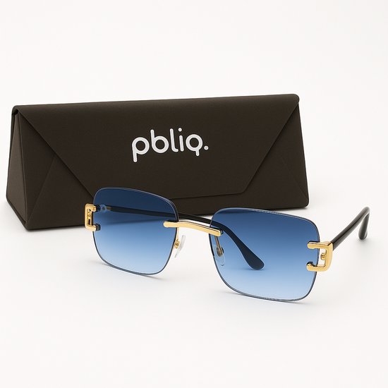 PBLIQ® Zonnebril Randloos - Heren - Dames - Blauw - Goud van Merkloos — afbeelding 3