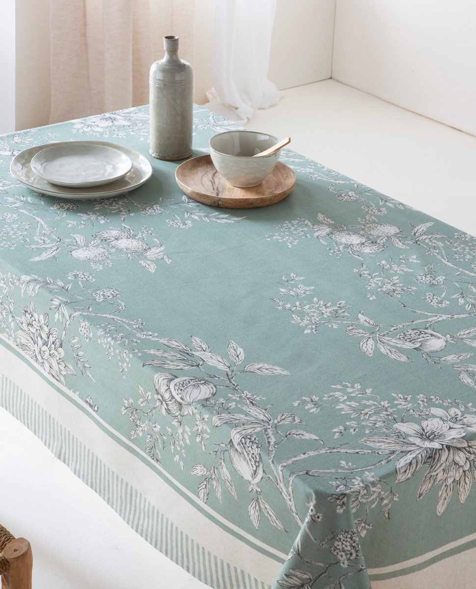 Tafelkleed Groen 150x150 cm - Aqua groen - aqua groen, mediterrane - Linen & Grace