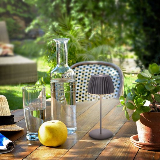 BRILONER Riffle - Mini lampe de table rechargeable - lampe sans fil - intensité variable tactile - pour l'intérieur et l'extérieur - Lauréat du German Design Award 2025 - anthracite - Ø8,5 x 20 cm