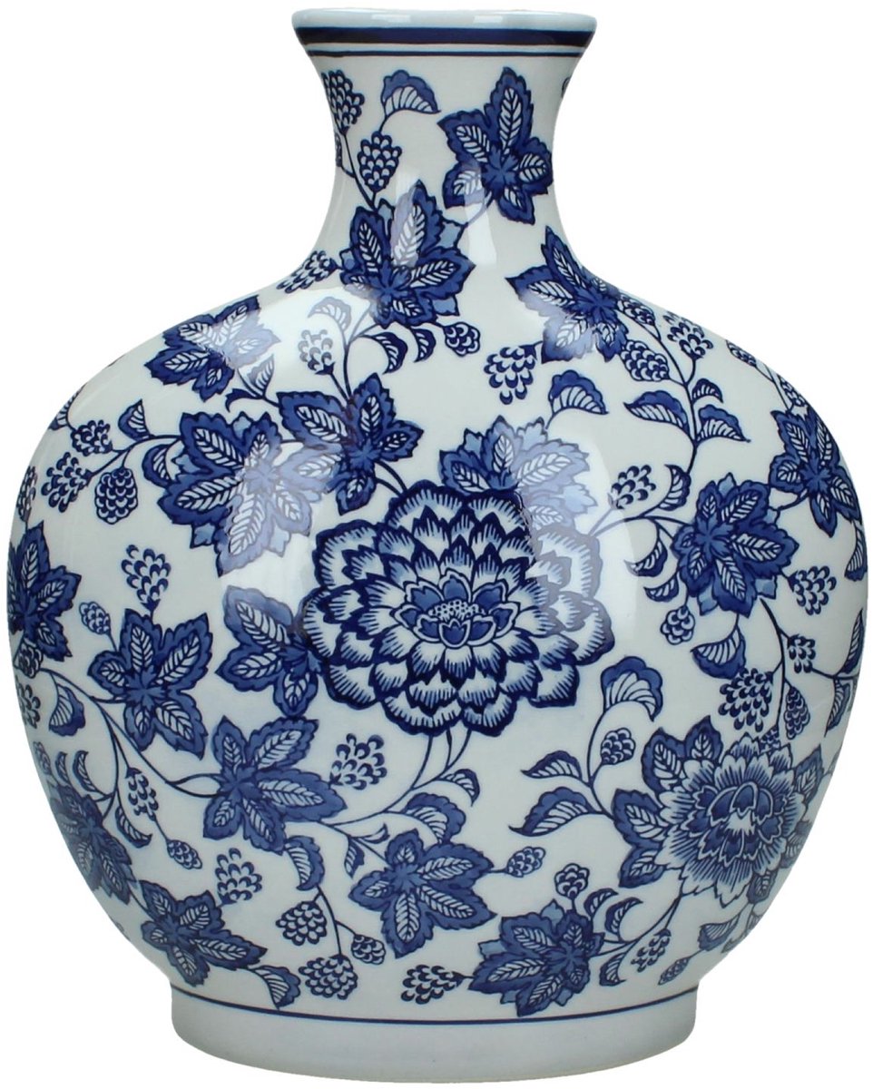 Wants&Needs Vaas - Porselein - Blauw - halfrond ovaal 26 X 12 X 32