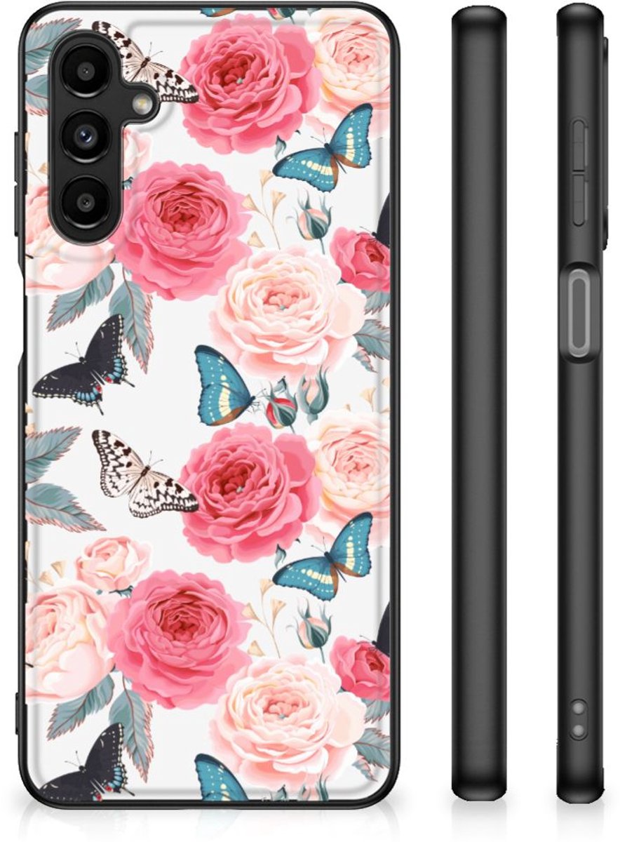 Samsung Galaxy A14 5G Bloemen Hoesje Butterfly Roses
