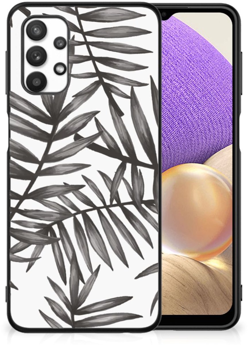 Back Cover voor Samsung Galaxy A32 5G Bloemen Hoesje Leaves Grey