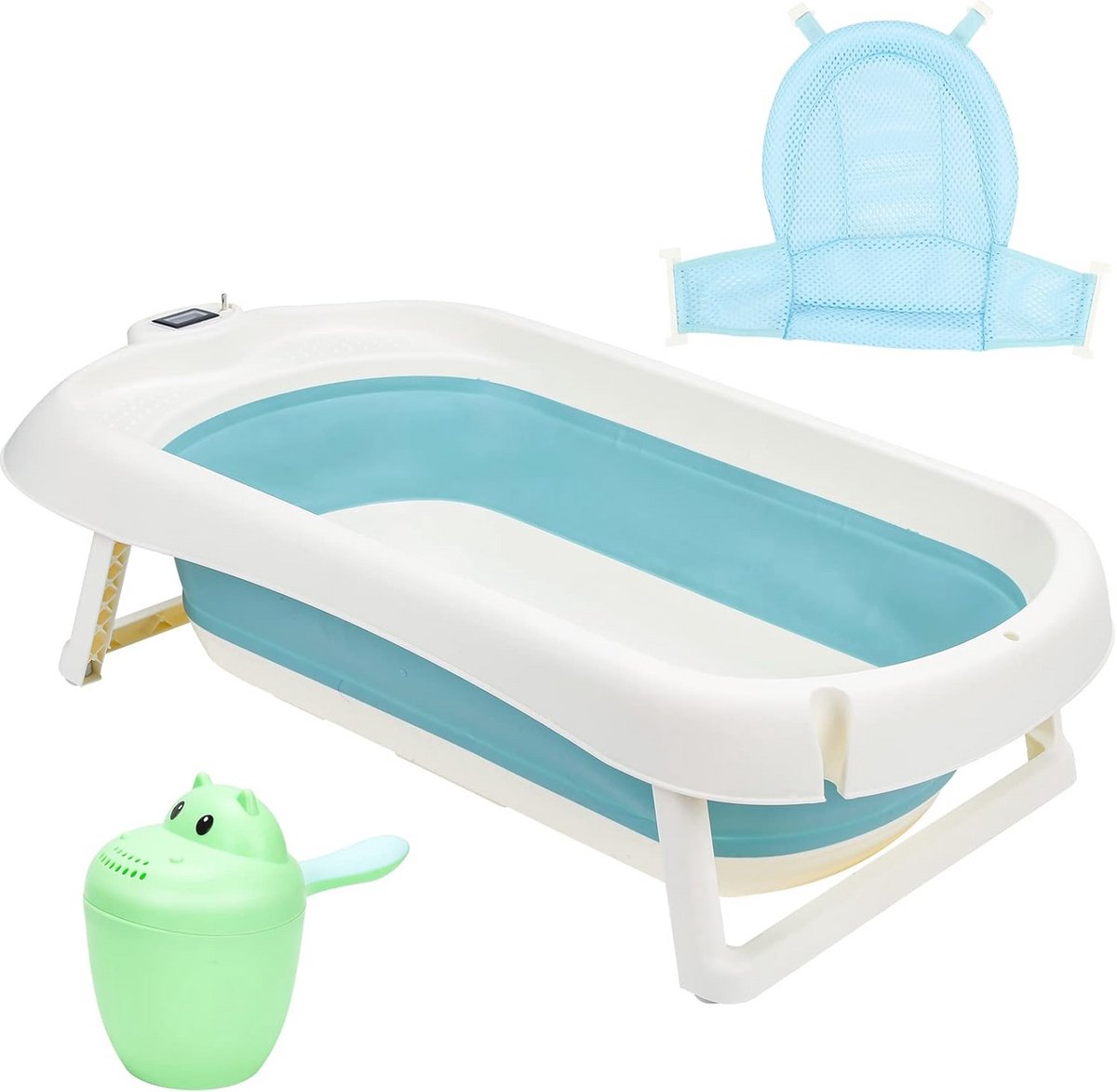 Image of 3-in-1 Opvouwbaar Babybad met Thermometer en Antislip Badmat - Ergonomisch en Ruimtebesparend voor Pasgeborenen en Peuters (0-3 jaar)