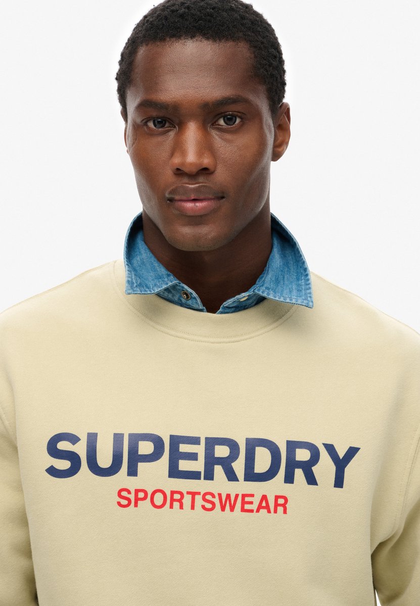Superdry Sportswear Logo sweatshirt met ronde hals en losse pasvorm Heren Truien Beige