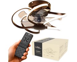 Vultec® - Plafondventilator met verlichting 50cm - Plafondlamp voor slaapkamer met afstandsbediening - Plafondlamp met ventilator - Dimbaar - Zwart