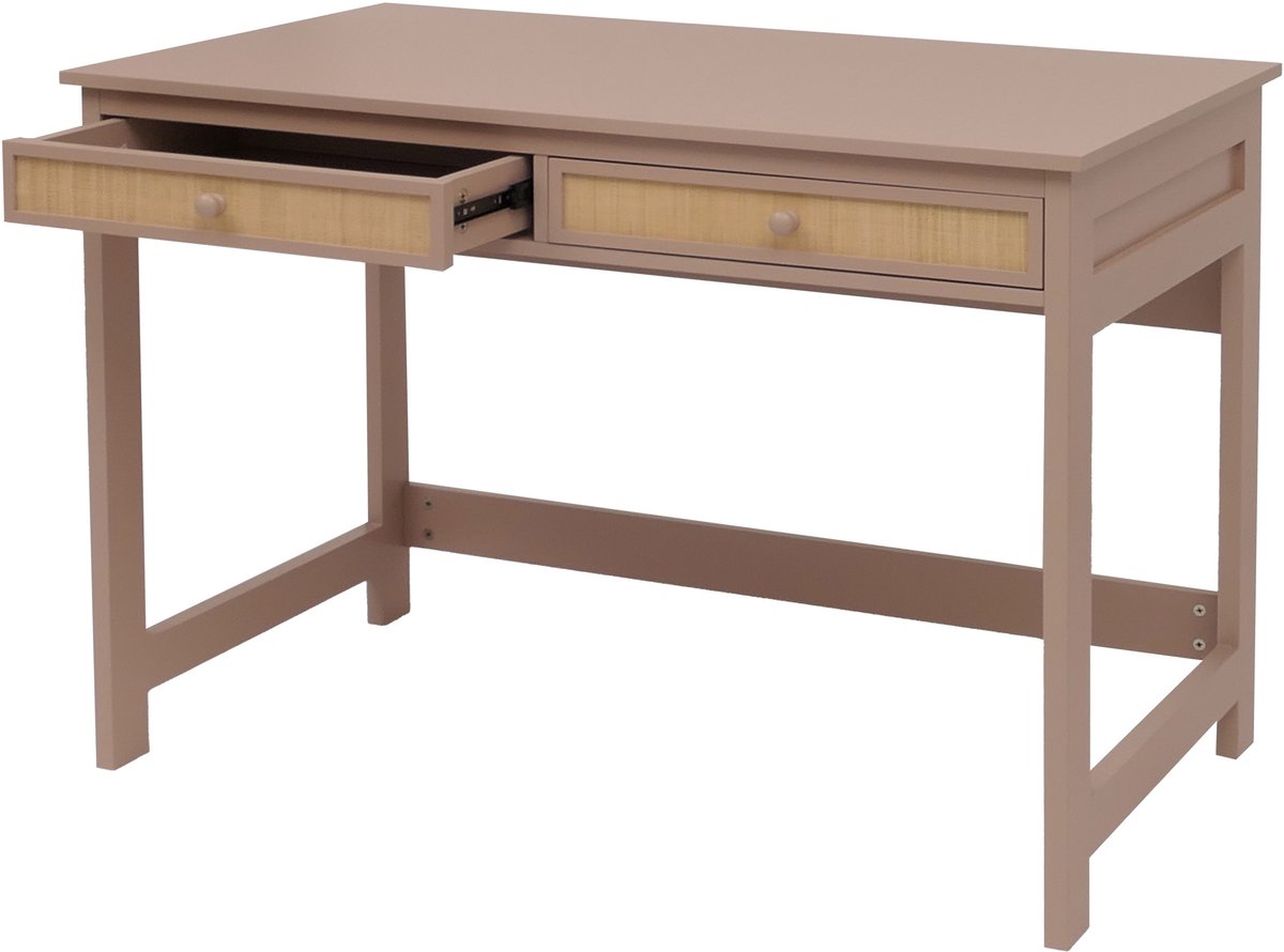 MCW Bureau MCW-O36, bureau laptop bureau werktafel, lade 78x110x60cm hout ~ licht taupe