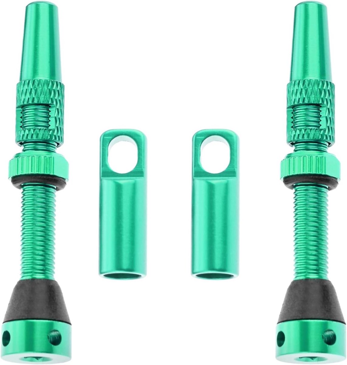 Allecto Plus - Fietstubeless ventielen 44 mm voor MTB - Presta ventielen - Aluminiumlegering - Groen - Set van 2
