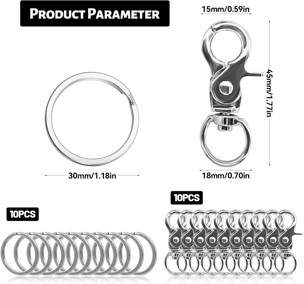 Keycord rond 4 mm met metalen karabijnhaak veilig - set 100 - Sogedex