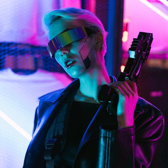Futuristische Zonnebril Set van 2 - Kleurvolle Spiegellens voor Feesten en Cosplay van Merkloos — afbeelding 3
