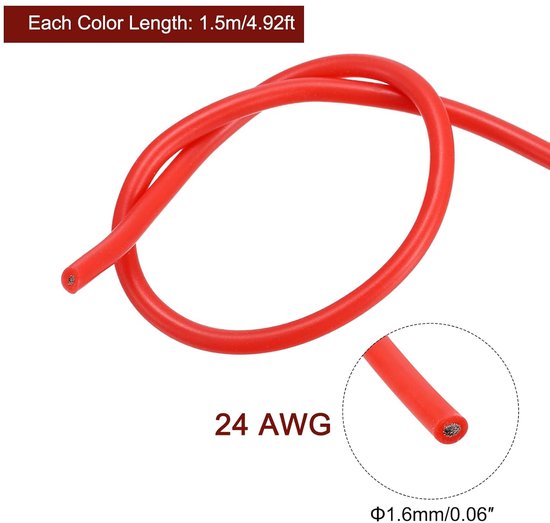 sourcing map 26 AWG Elektrische draadkabel, 1,5 meter, siliconen