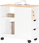 SoBuy FBT68-W, Table de fin, étagère de stockage de 3 niveaux sur roues