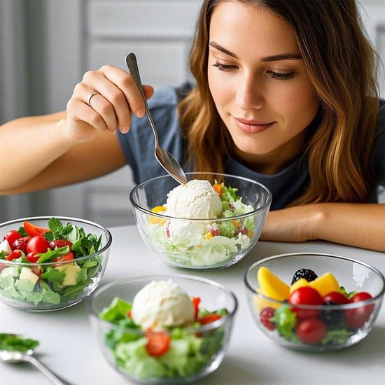 Umllpet Glazen Schaaltjes Set van 6 - 300 ml Dessertkommen, Schalen voor IJs, Pudding, Dip, Zoetigheden - Stapelbare Serveerschalen, Slakommen