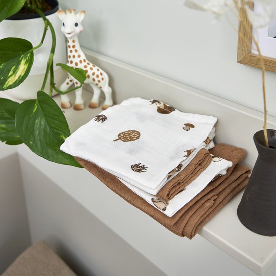 Meyco Baby Forest Animals monddoekjes - 3-pack - hydrofiel - toffee - 30x30cm van Meyco Baby — afbeelding 3