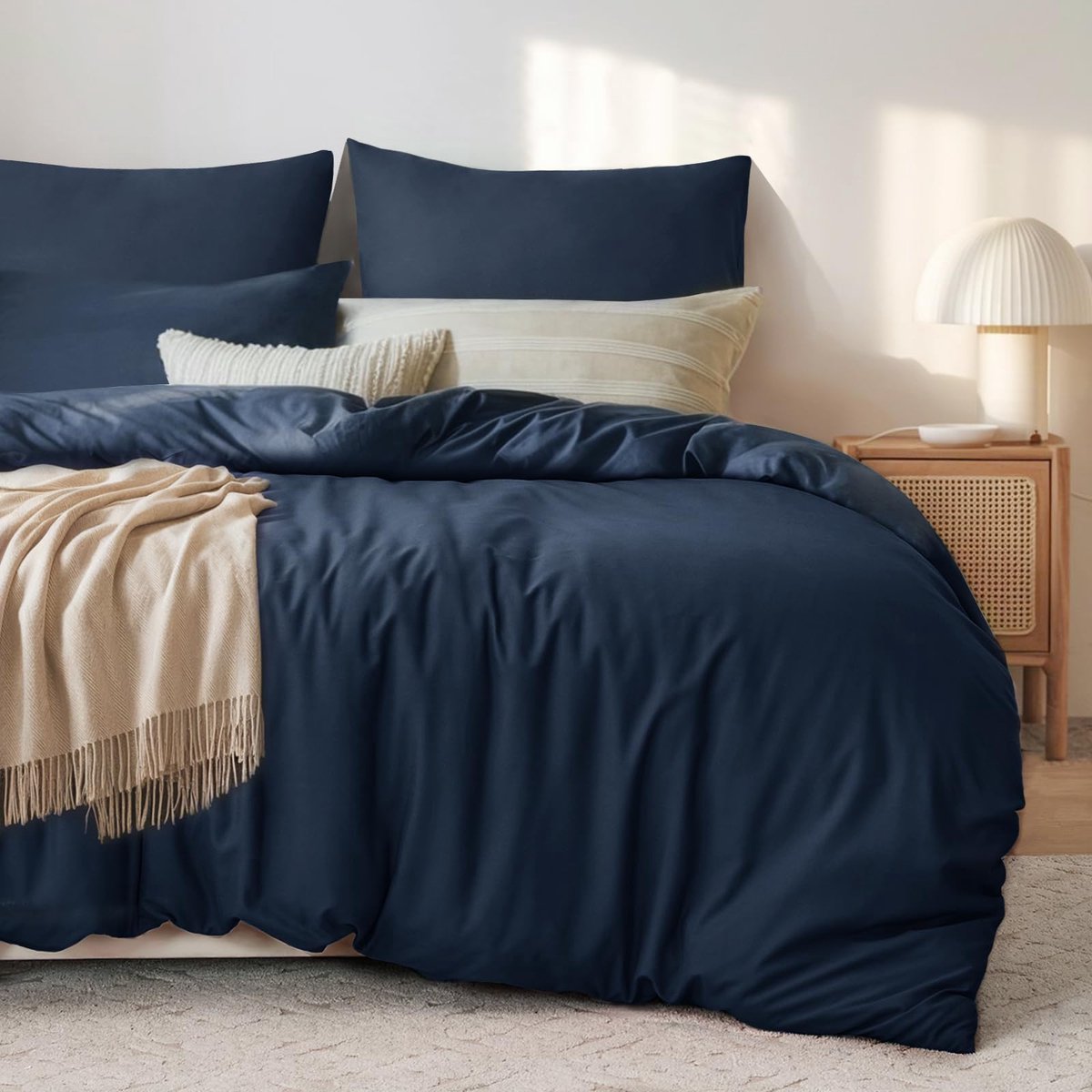 Unyqoos Beddengoedset Microvezel 135 x 200 cm met Ritssluiting voor Comfortabele Nachtrust donkerblauw