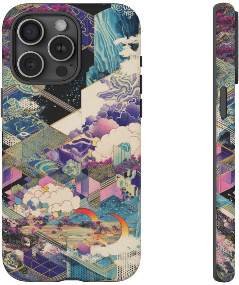 Abstracte Geometrische Natuurtaferelen – Telefoonhoesje Geschikt voor iPhone 15 Pro Max