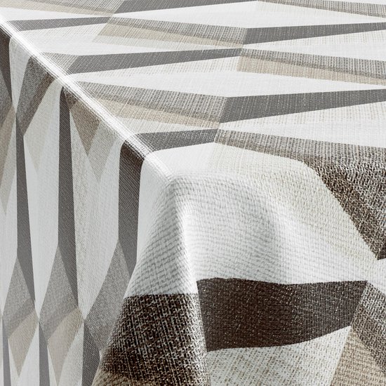 Ibenzoa® Afwasbaar Tafelkleed met Geometrisch Grijs Motief voor Binnen en Buiten 220 x 140 cm