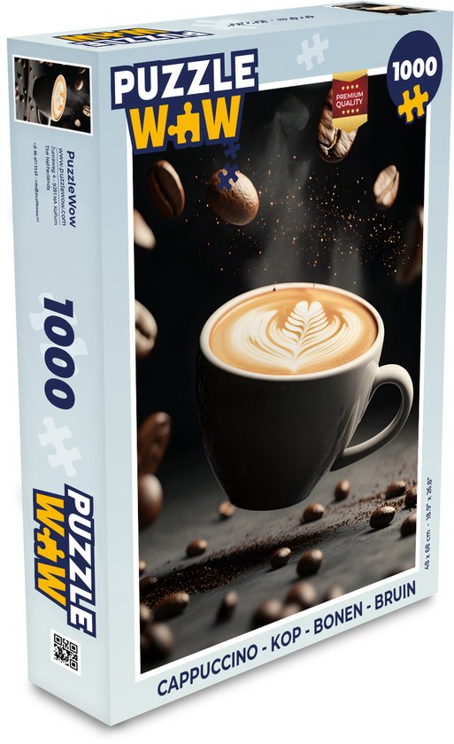 Puzzel Cappuccino - Kop - Bonen - Bruin - Legpuzzel - Puzzel 1000 stukjes volwassenen