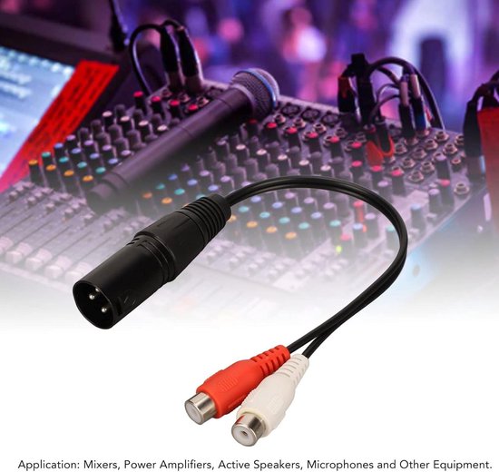 J&D XLR-splitterkabel, Balanced 3 Pin XLR-aansluiting naar dubbele stekker Y-splitter, Symmetrisch microfoon audiokabel voor platenmixer AMP Limiter Speaker, 0,48 meter