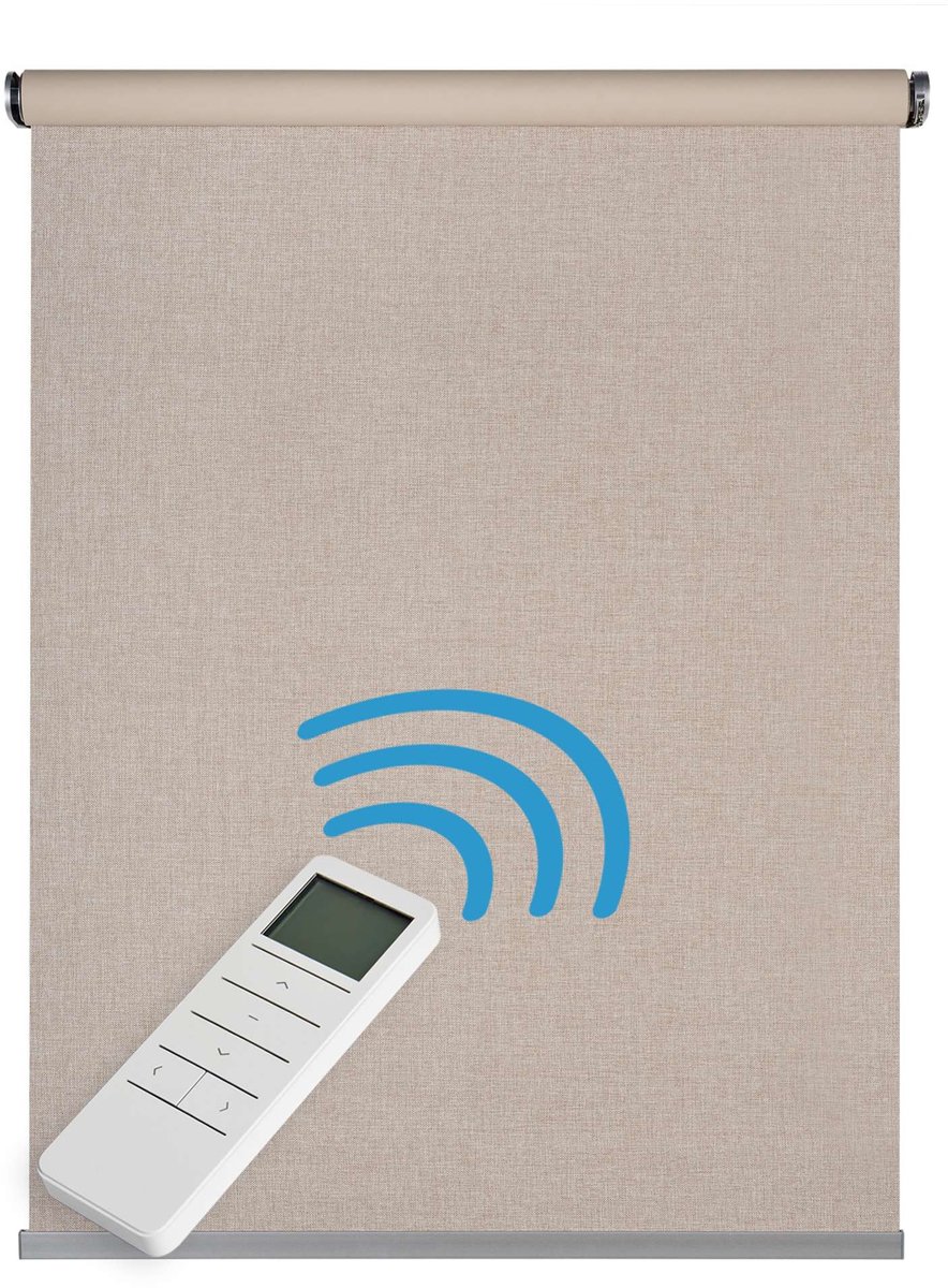 Storesdeco - Motorgecontroleerd Opaco blackout, afstandsbediening, Beige 100x250 cm