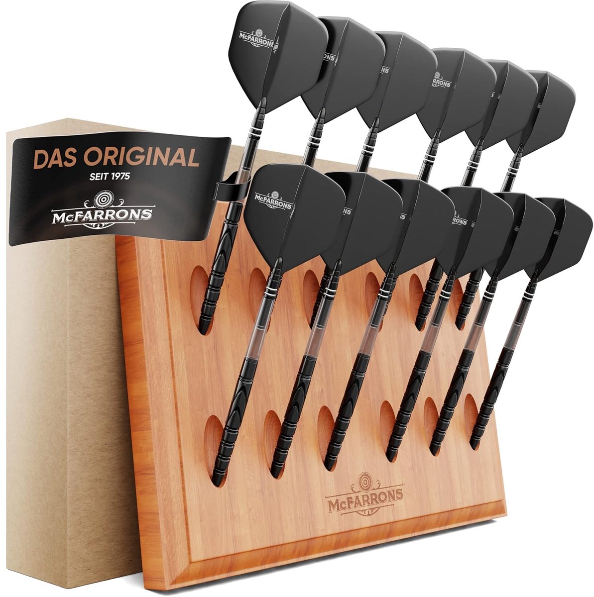 Darthouder - voor dartpijlen - 1 stuk - acaciahout - zwart/natuurlijk