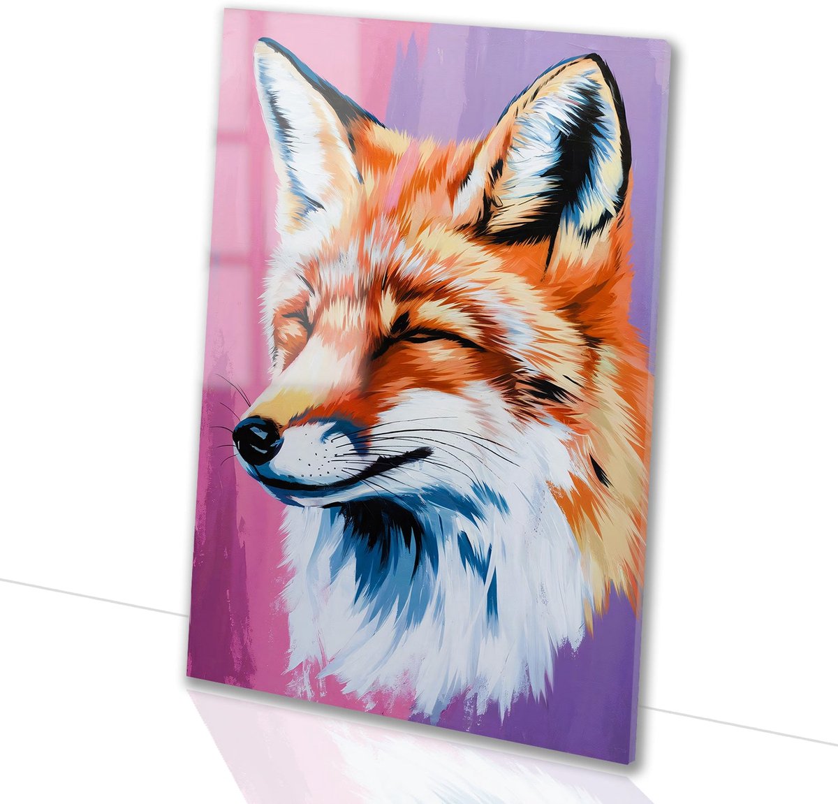 Kleurrijke vos - Vos glazen schilderij - Wanddecoratie dier - Pop Art - Acrylaat - Muurdecoratie klassiek - acrylglas 50x75 cm