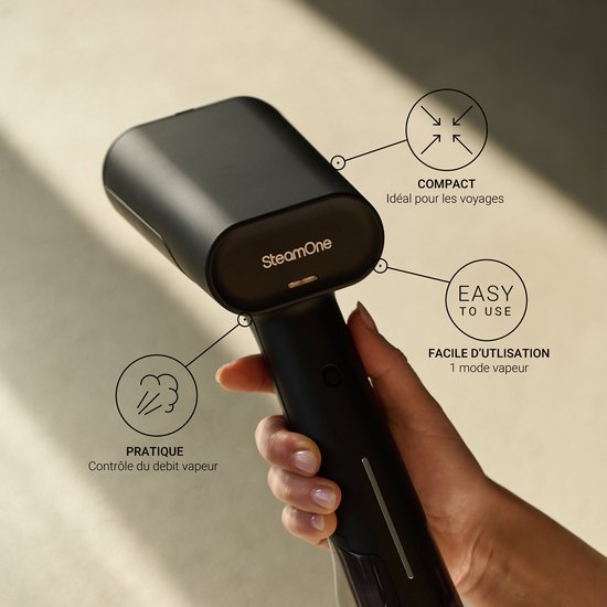 SteamOne DTC75 Simon Black – Handstomer / Kledingstomer – Compact – Snel Opgewarmd