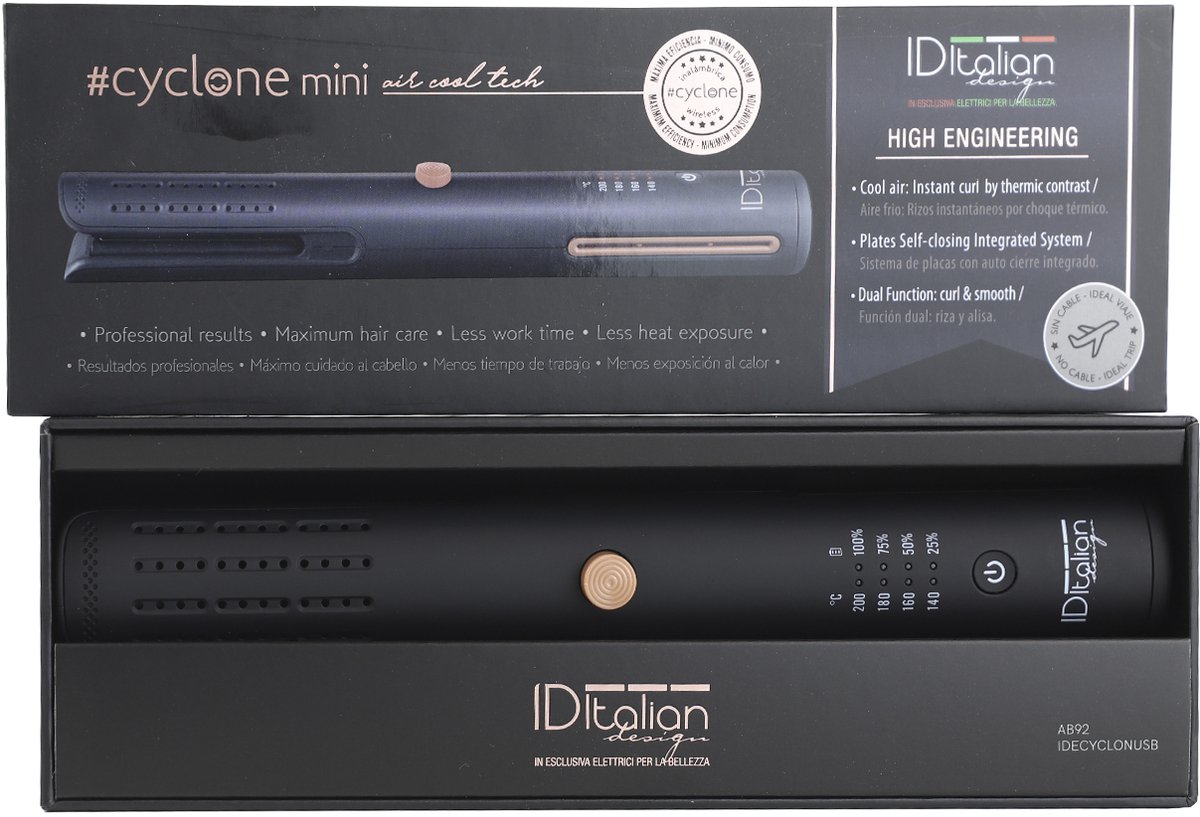 ITALIAN DESIGN ELECTRICAL ITEMS DRAAGBARE CYCLONE AIR COOL TECH USB STIJLTANG