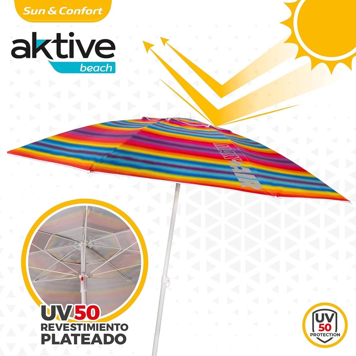Strandscherm 220 cm winddicht zonnescherm met ventilatiedak en UV-bescherming 50 incl. opbergtas - Mast 28-32 mm