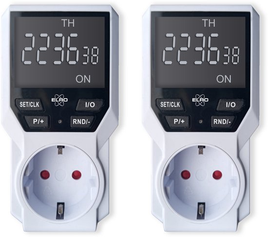 2-Pack ELRO TI3000 Digitale Tijdschakelaar met Programmeerbaar Weekprogramma | 10 Schakelmomenten per dag | Random Functie | tot 3600W