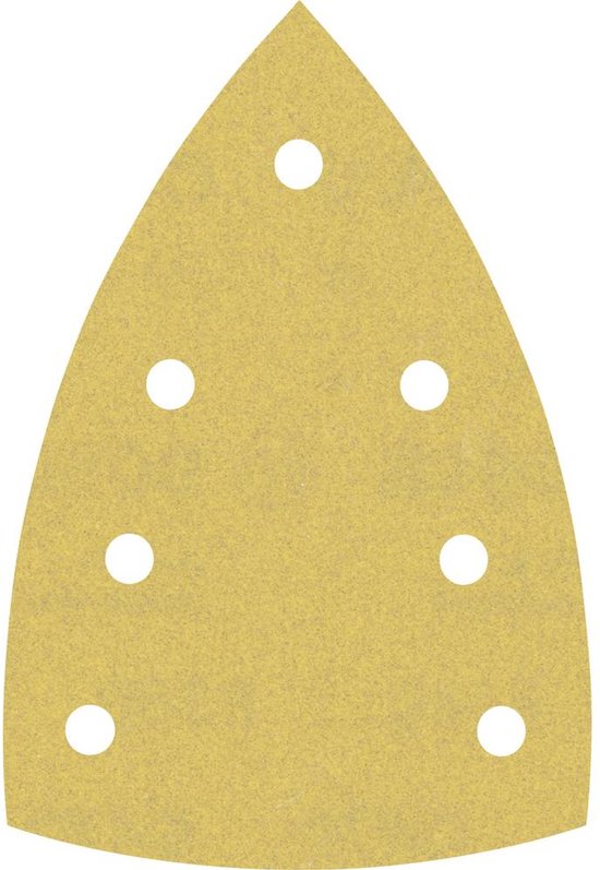 Gouden schuurvel met 8 gaten, driehoekige vorm.