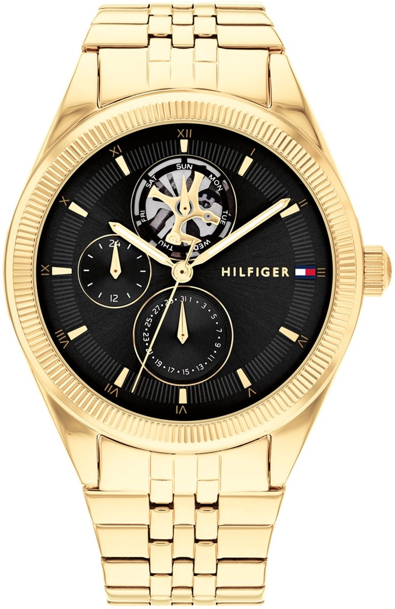 Tommy Hilfiger TH1782717 MONICA Dames Horloge - Mineraalglas - Staal - Goudkleurig - 38 mm breed - Quartz - Vouw-Vlindersluiting - 3 ATM (spatwater)